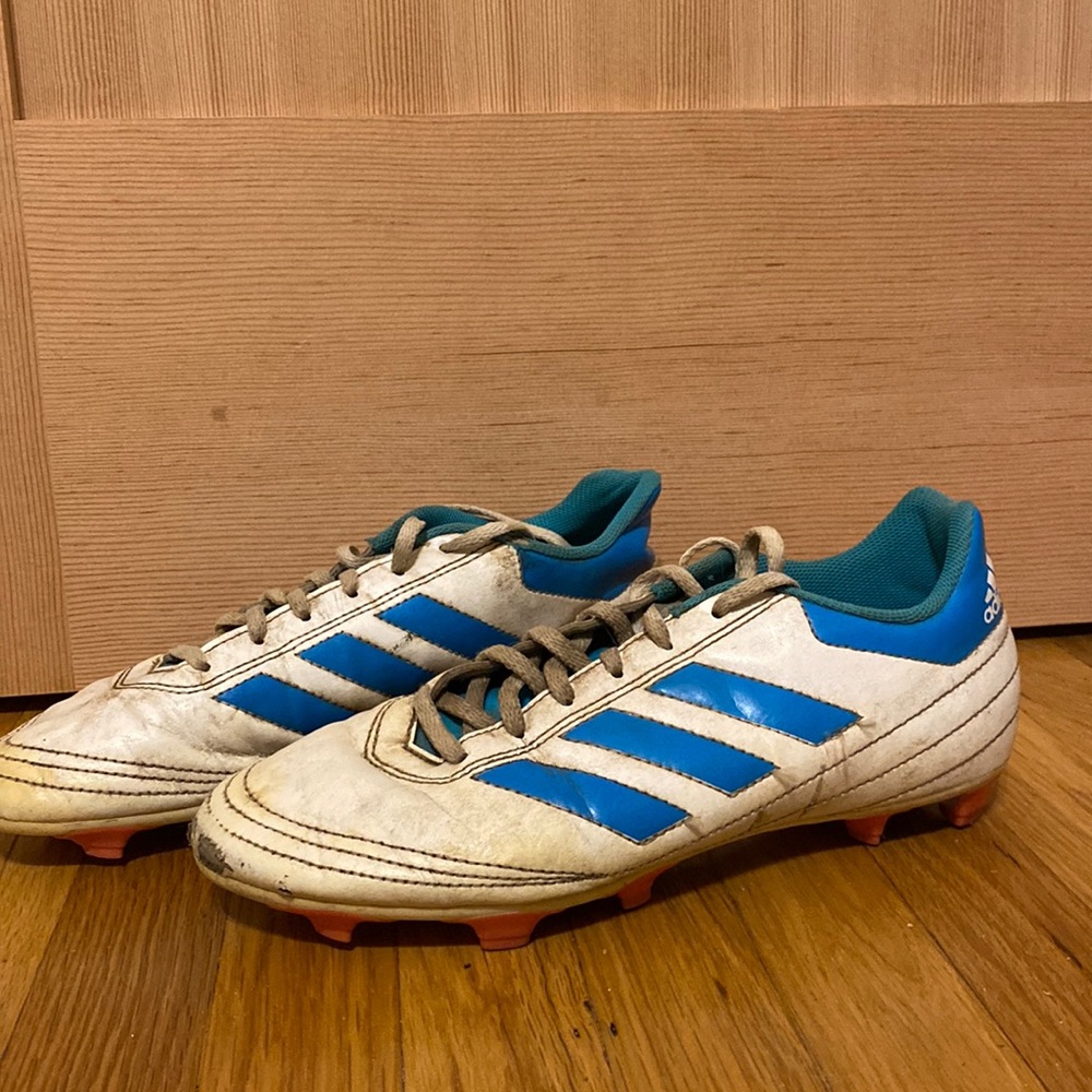 Blue and white Adidas cleats size 9 1/2